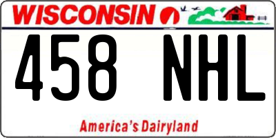 WI license plate 458NHL