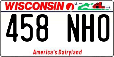 WI license plate 458NHO