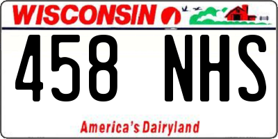 WI license plate 458NHS
