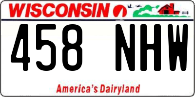 WI license plate 458NHW