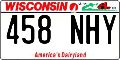WI license plate 458NHY