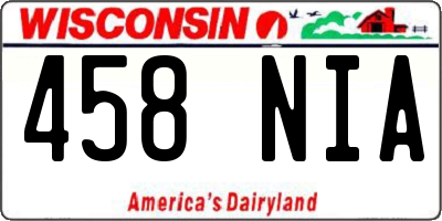WI license plate 458NIA