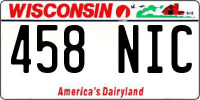 WI license plate 458NIC