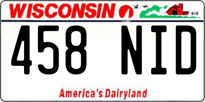 WI license plate 458NID
