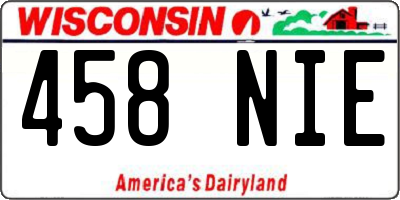 WI license plate 458NIE
