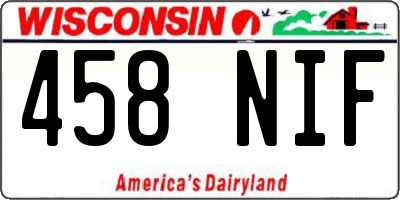 WI license plate 458NIF