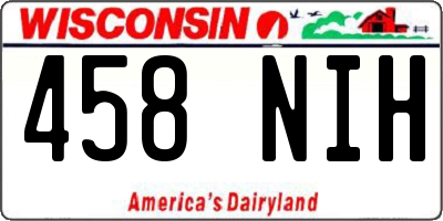 WI license plate 458NIH