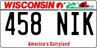 WI license plate 458NIK