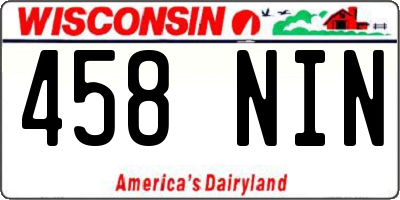 WI license plate 458NIN