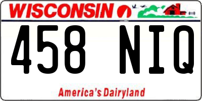 WI license plate 458NIQ