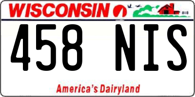WI license plate 458NIS