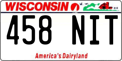 WI license plate 458NIT