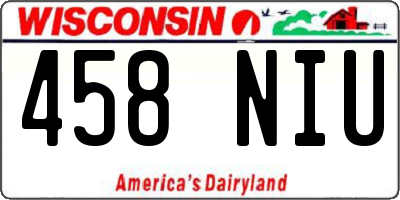 WI license plate 458NIU