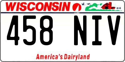 WI license plate 458NIV