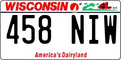 WI license plate 458NIW