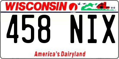 WI license plate 458NIX