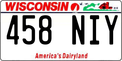 WI license plate 458NIY