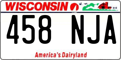 WI license plate 458NJA
