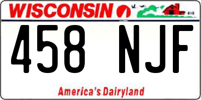 WI license plate 458NJF
