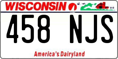 WI license plate 458NJS