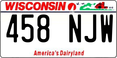 WI license plate 458NJW
