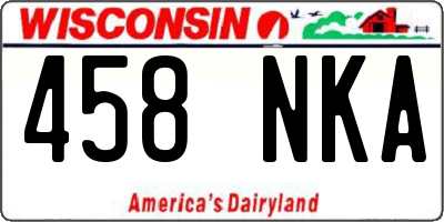 WI license plate 458NKA