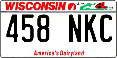 WI license plate 458NKC