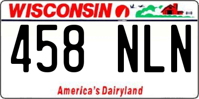 WI license plate 458NLN