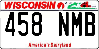 WI license plate 458NMB