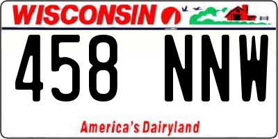 WI license plate 458NNW