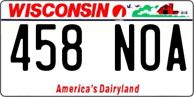 WI license plate 458NOA