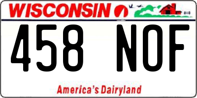 WI license plate 458NOF
