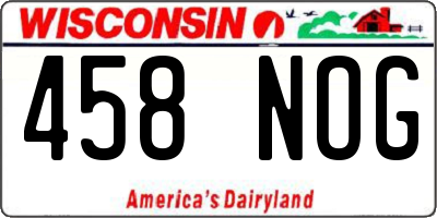 WI license plate 458NOG