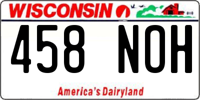 WI license plate 458NOH