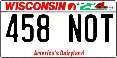 WI license plate 458NOT