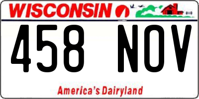 WI license plate 458NOV