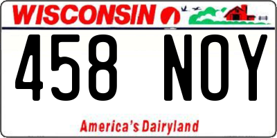 WI license plate 458NOY