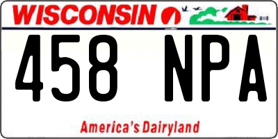 WI license plate 458NPA