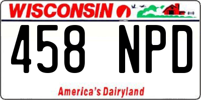 WI license plate 458NPD