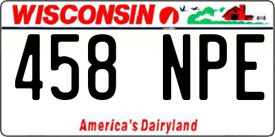 WI license plate 458NPE