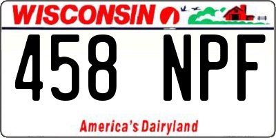 WI license plate 458NPF