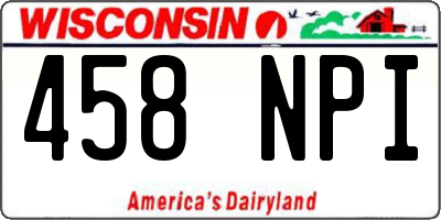 WI license plate 458NPI
