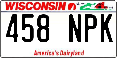WI license plate 458NPK
