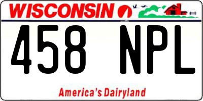 WI license plate 458NPL
