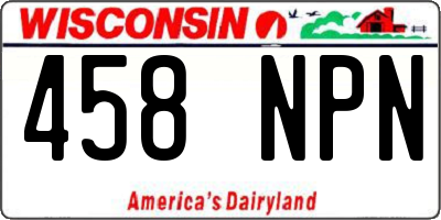 WI license plate 458NPN