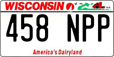 WI license plate 458NPP