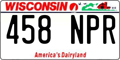 WI license plate 458NPR