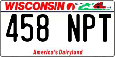 WI license plate 458NPT