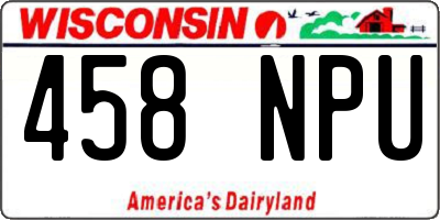 WI license plate 458NPU