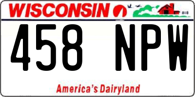 WI license plate 458NPW